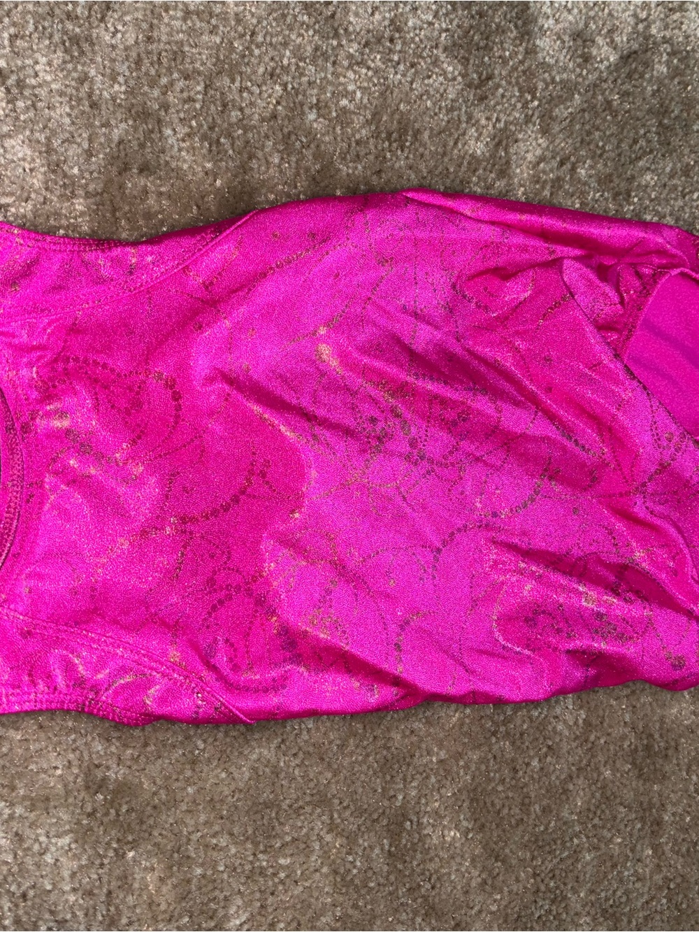 Girls Hot Pink Glitter One-Piece Bodysuit